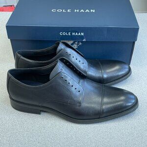 NEW Cole Haan Waterproof Men's 12M Cap Oxford Dress Leather Shoes Black